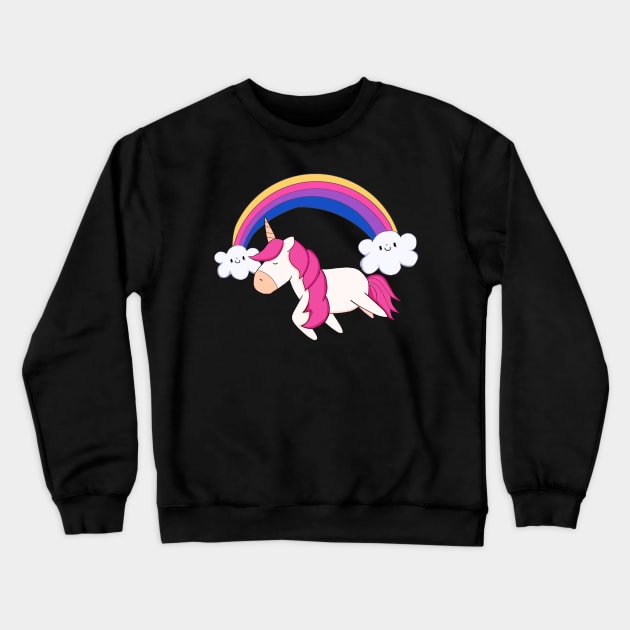 Kawaii Unicorn with Rainbow, Love Unicorns Crewneck Sweatshirt by dukito